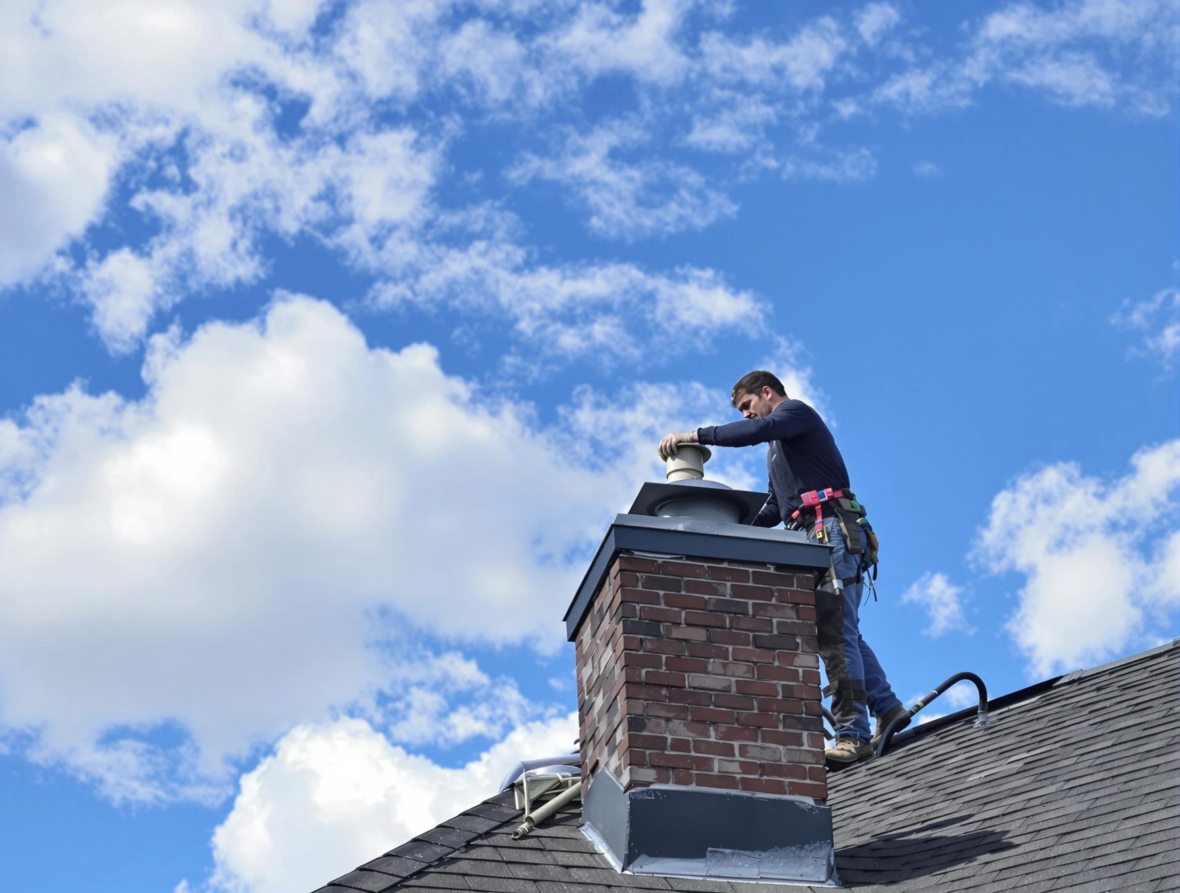 Kaysville Chimney Sweep installing a sturdy chimney cap in Kaysville, UT