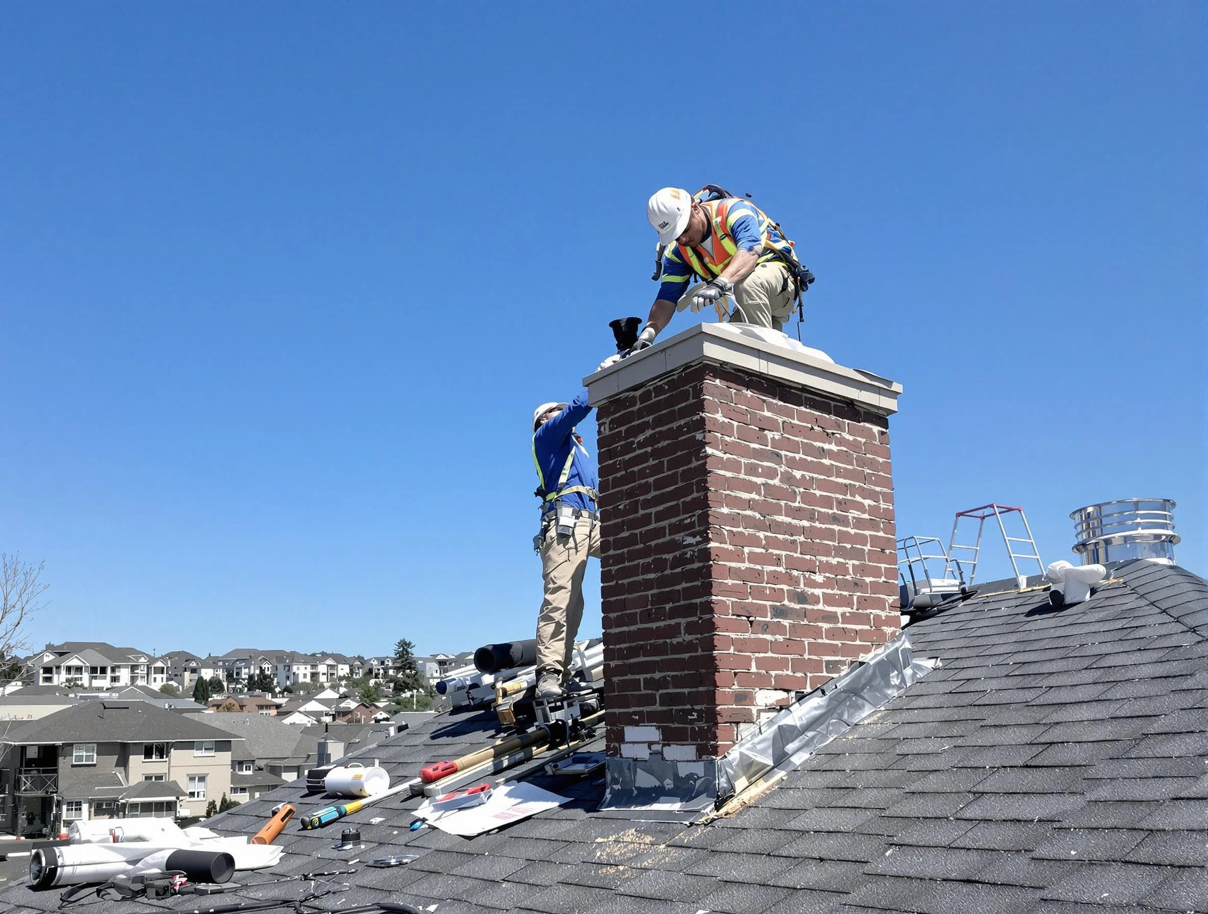 Kaysville Chimney Sweep repairing a chimney crown in Kaysville, UT