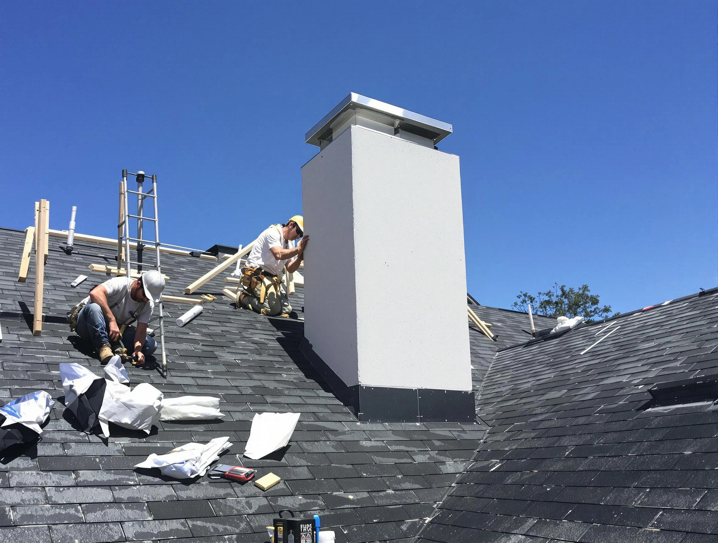 Kaysville Chimney Sweep crew installing a new chimney in Kaysville, UT