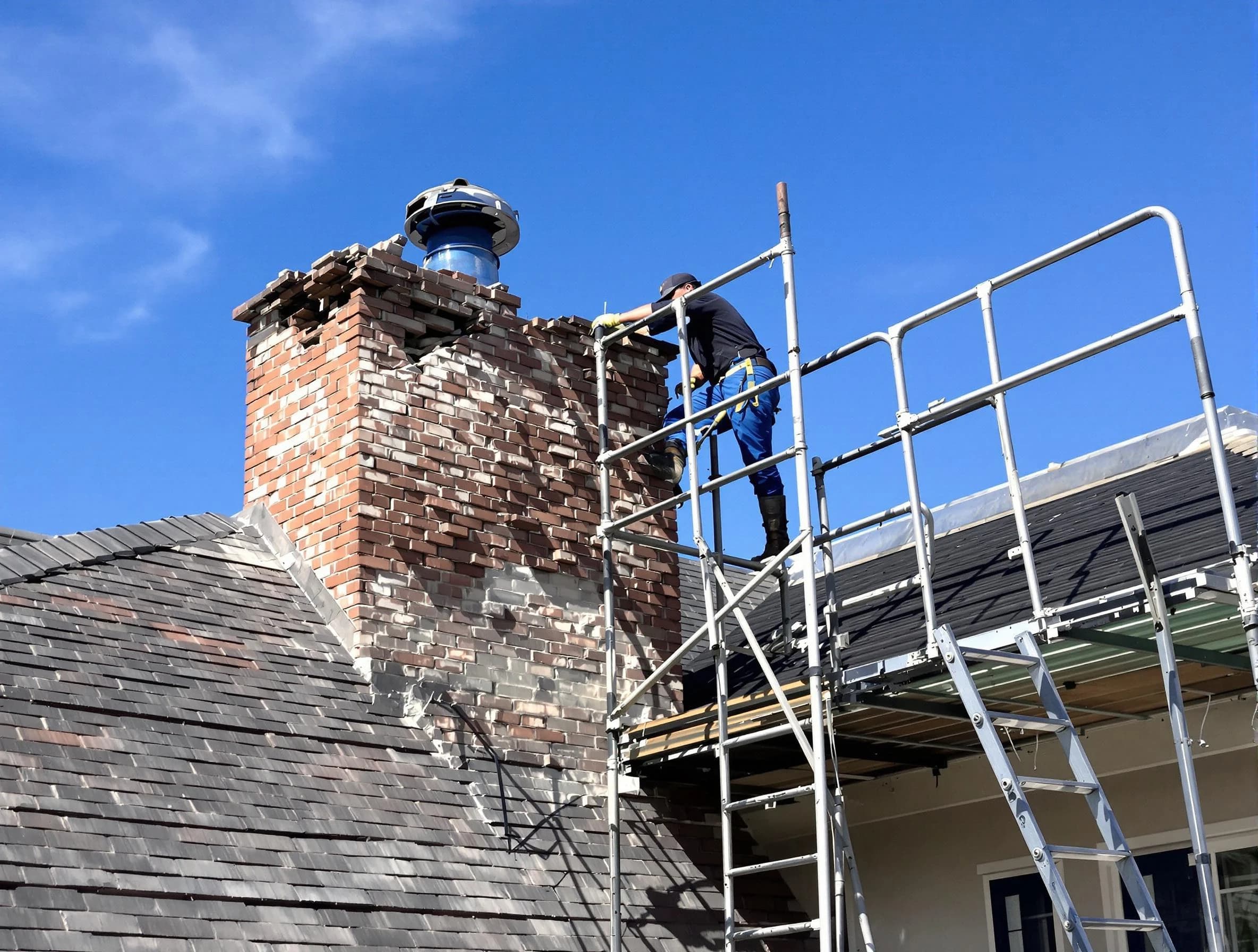 Rebuilding a chimney structure by Kaysville Chimney Sweep in Kaysville, UT