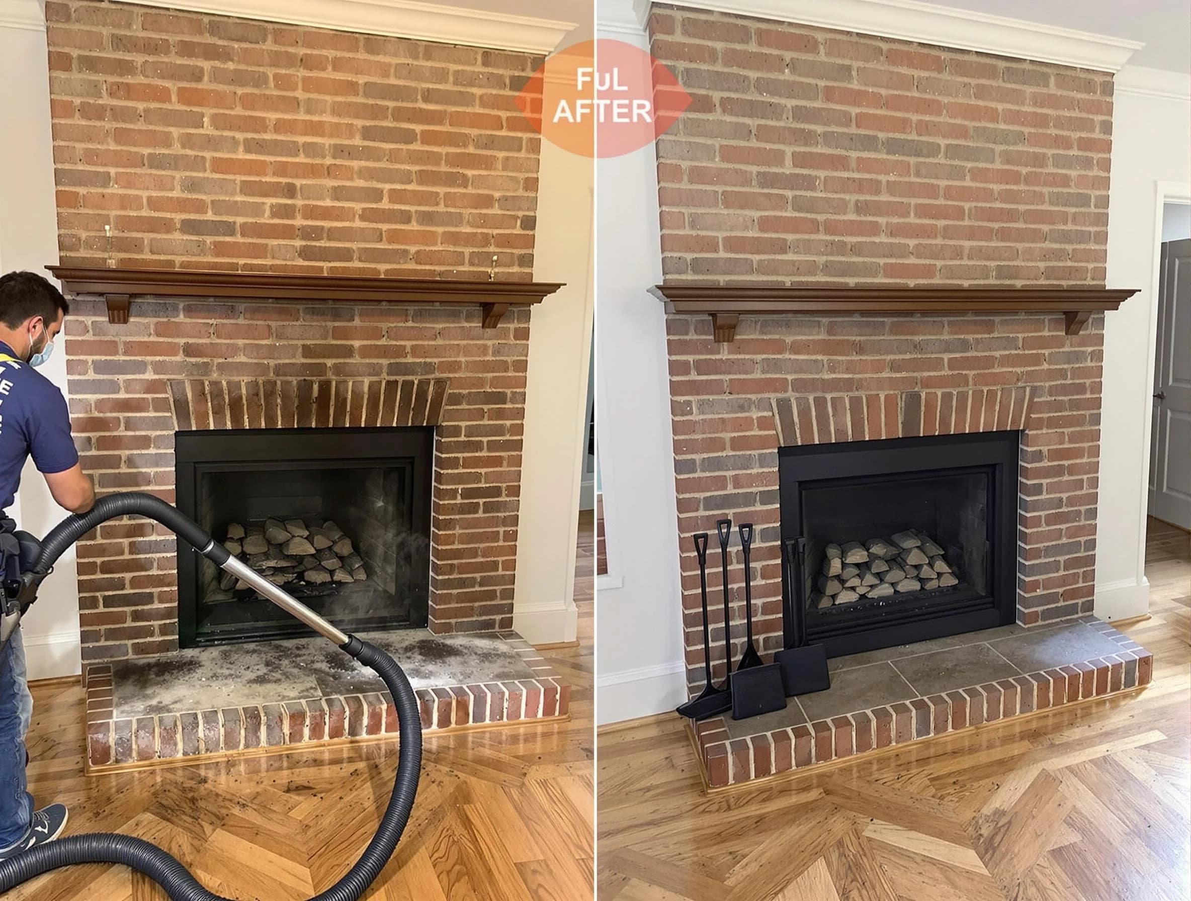Kaysville Chimney Sweep carefully sanitizing a fireplace in Kaysville, UT