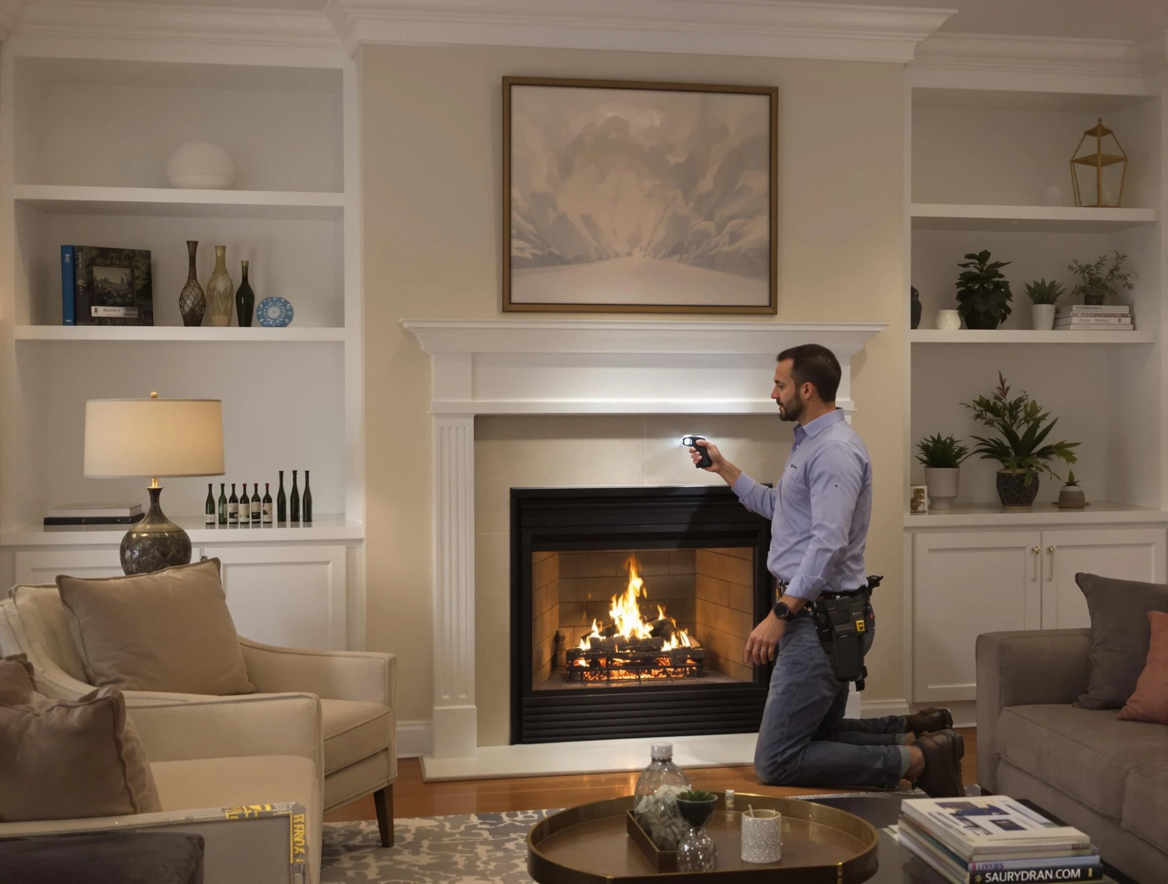 Kaysville Chimney Sweep conducting a fireplace safety inspection in Kaysville, UT