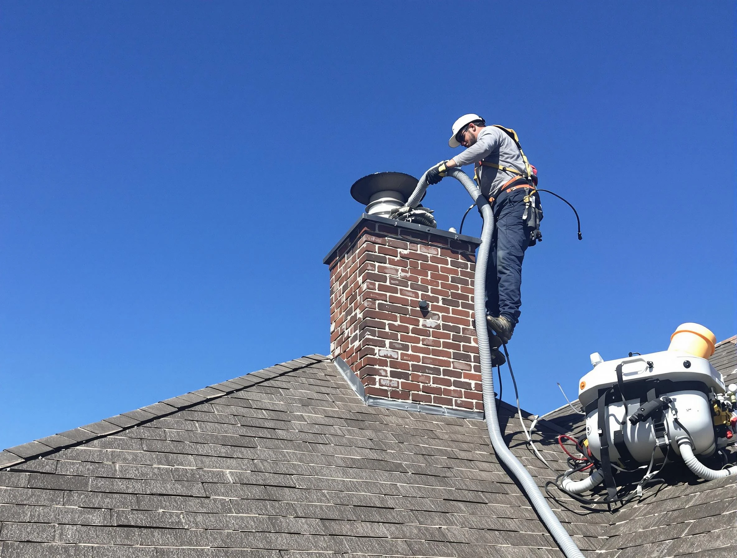 Dedicated Kaysville Chimney Sweep team member cleaning a chimney in Kaysville, UT