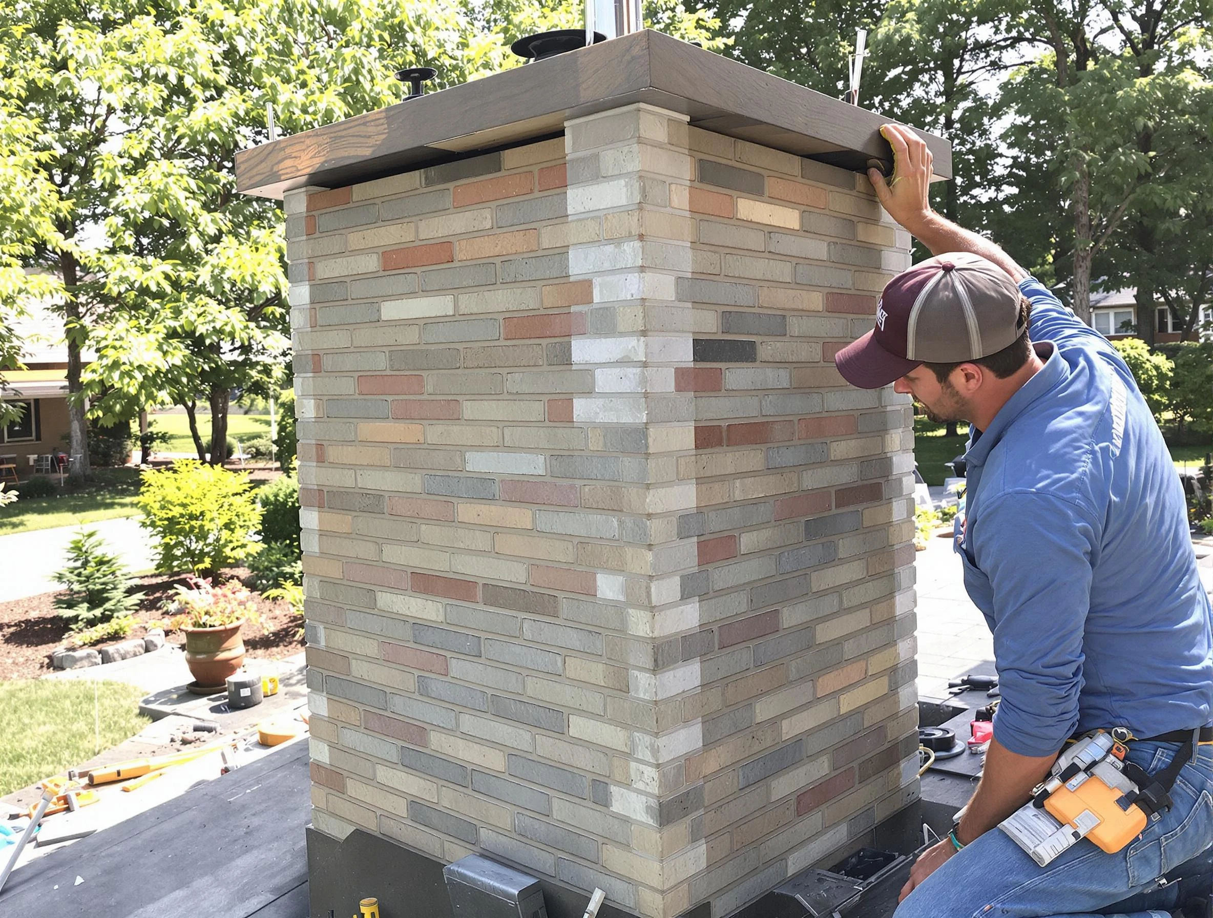 Kaysville Chimney Sweep completing a modern chimney remodel in Kaysville, UT