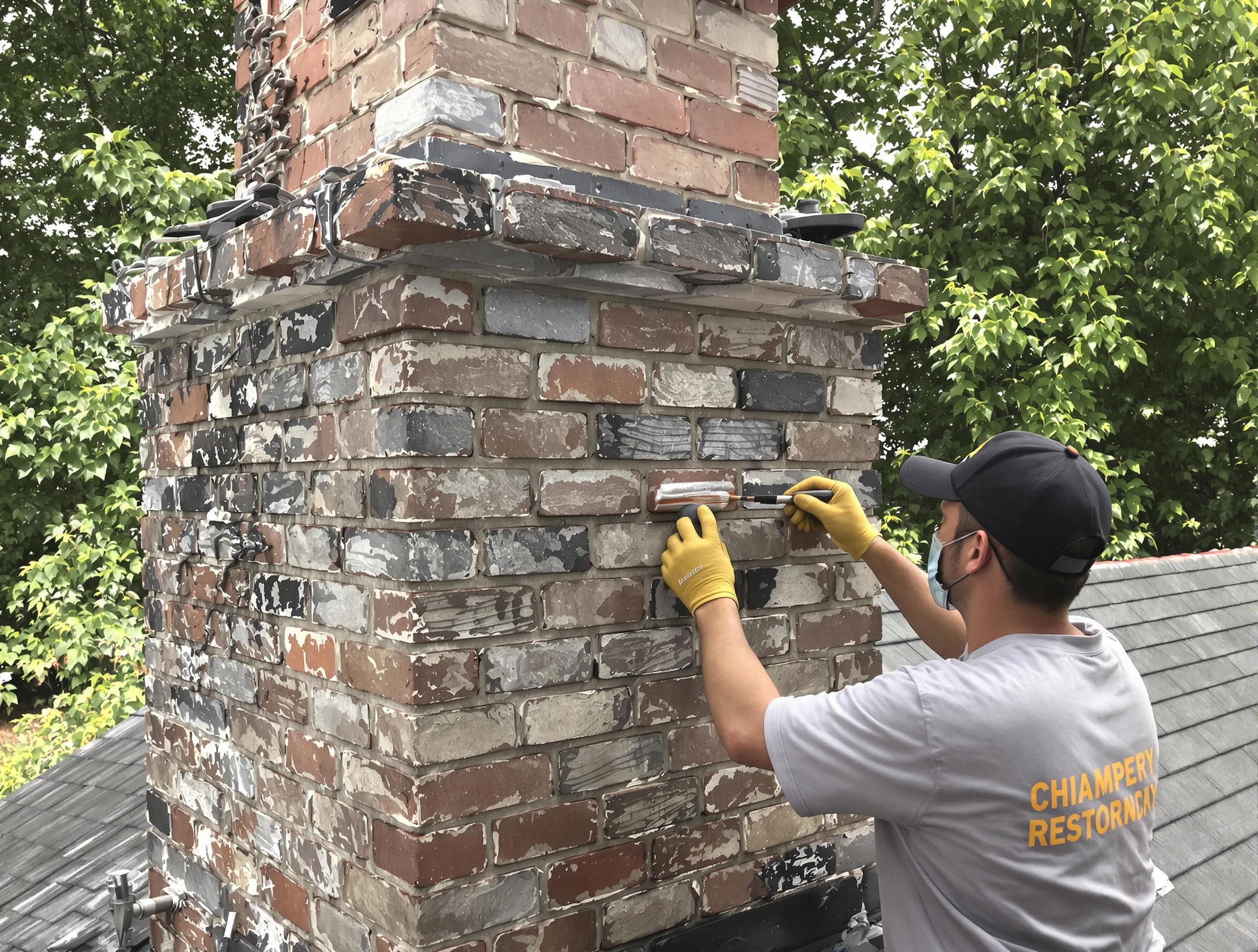 In-progress chimney restoration by Kaysville Chimney Sweep in Kaysville, UT