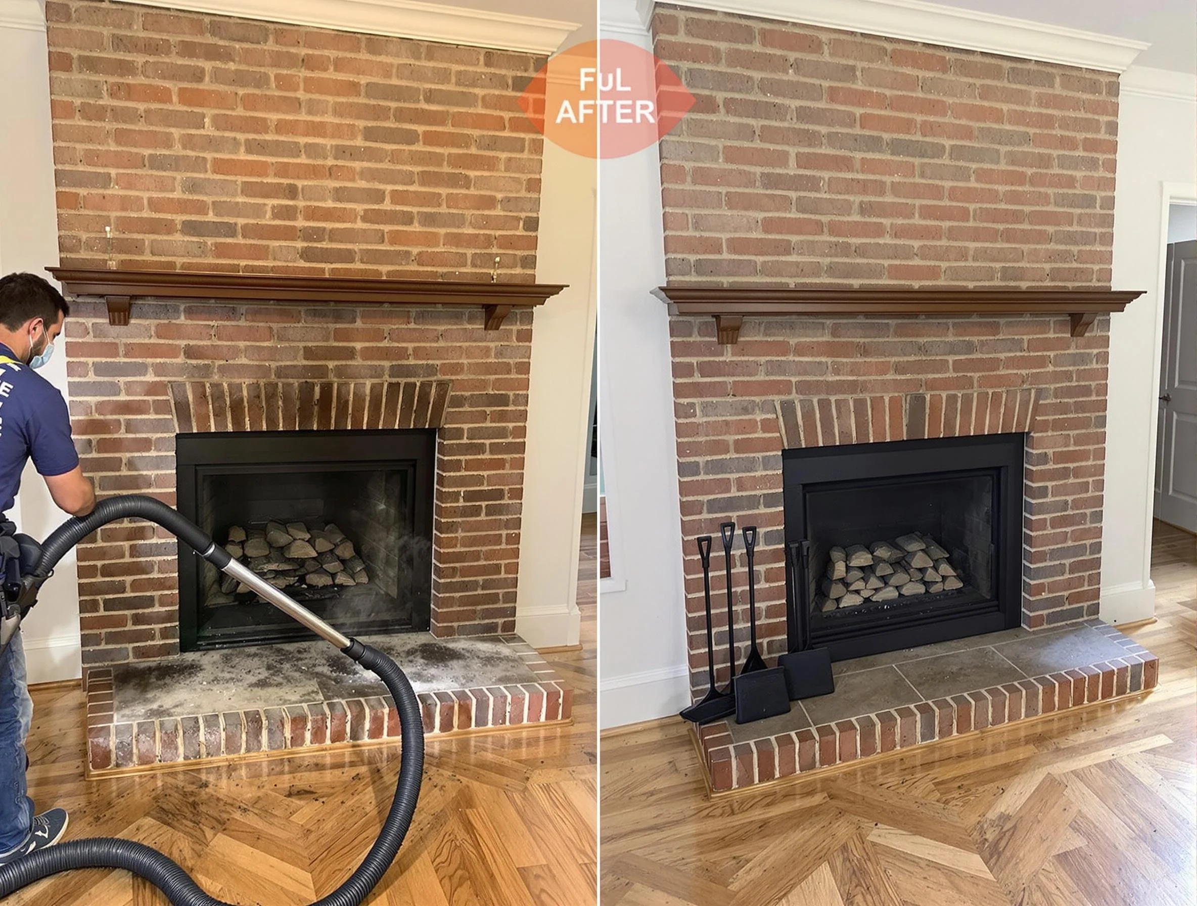Kaysville Chimney Sweep carefully sanitizing a fireplace in Kaysville, UT